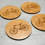 Set Of Four Wooden Bicycle Coasters, thumbnail 3 of 3