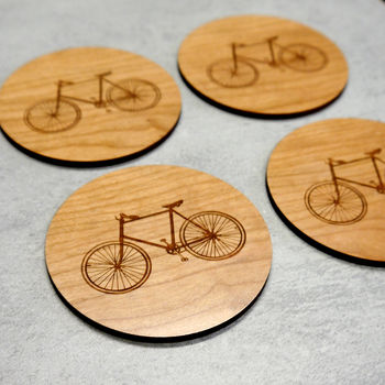 Set Of Four Wooden Bicycle Coasters, 3 of 3