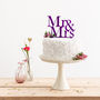 Mr And Mrs Acrylic Wedding Cake Topper In Serif Font, thumbnail 1 of 3