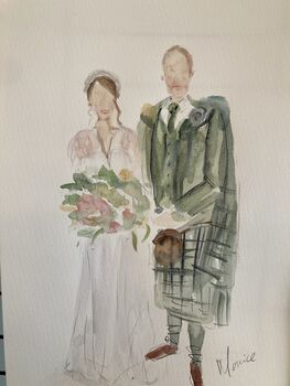 Personalised Bride And Groom Portrait In Watercolour, 3 of 7