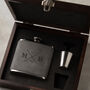 Personalised Engraved Hip Flask Gift Set For Him, thumbnail 1 of 7
