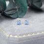 Aquamarine Blue Cz Flower Stud Earrings, thumbnail 7 of 11