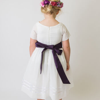 Cap Sleeve Flower Girl Child Dress With Colour Sash, 4 of 8