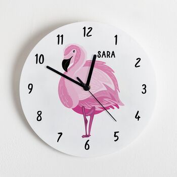 Personalised Pink Flamingo Bedroom Wall Clock, 3 of 4