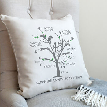 Personalised Sapphire Anniversary Family Tree Cushion, 3 of 4