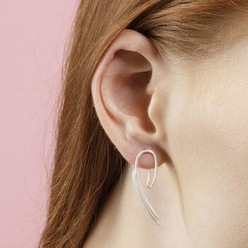 Statement Curled Wishbone Sterling Silver Stud Earrings, 3 of 7
