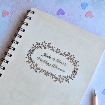 Personalised Wooden Wedding Planner Notebook, 3 of 3