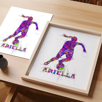 Girl Soccer Personalised Sketch Print, 2 of 7