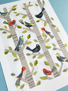 'Dawn Chorus' Birds A4 Print, 2 of 6