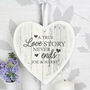Personalised Love Story Large Wooden Heart Decoration, thumbnail 3 of 6