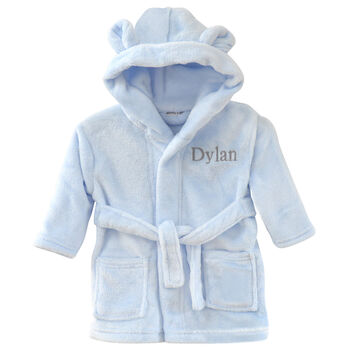 Personalised Blue Baby Dressing Gown With Ears, 9 of 12