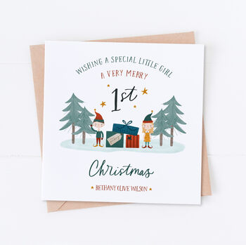 Personalised Elves First Christmas Card, 2 of 2