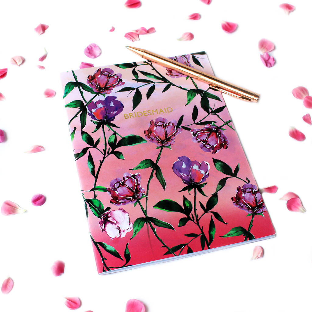 rose pink blush bridesmaid gold foil a5 notebook by nikki strange
