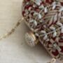 Maroon Handcrafted Embroidered Oval Clutch Bag, thumbnail 7 of 10