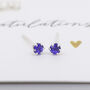 Mini Sterling Silver Sapphire Stud Earrings, thumbnail 1 of 6