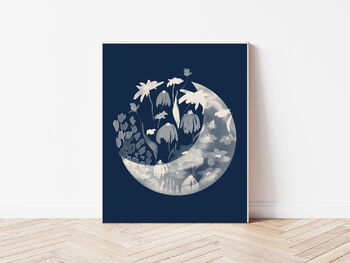 Blue Moon Flower Art Print, 3 of 3