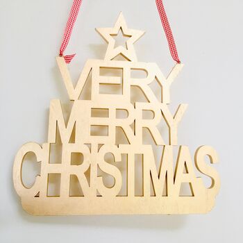 Large Gold Merry Christmas Hanging Sign, 2 of 5