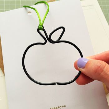 Handmade Teacher Thankyou Card With Wire Apple Keepsake, 4 of 9