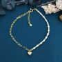 Sterling Silver Freshwater Pearl And Paperclip Beaded Bracelet With A Heart Charm, thumbnail 2 of 12