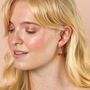 Cherry Bow Enamel Huggie Hoop Earrings In Gold Plating, thumbnail 1 of 5