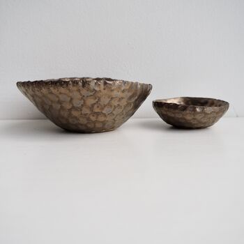 A Handmade Mini Textural Gold Ceramic Ring Dish, 6 of 9