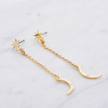 Moon And Star Stud Earrings, 3 of 3