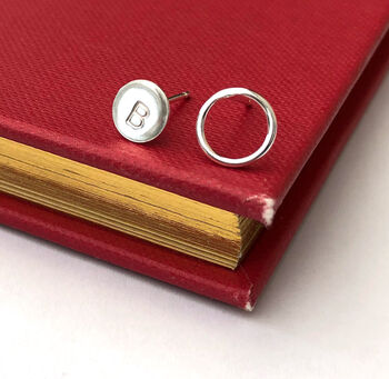 Personalised Initial Circle Mismatched Stud Earrings, 2 of 9