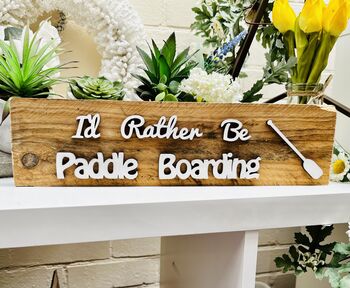 Paddleboarding Hobby Beach Reclaimed Wooden Swim Sign, 3 of 4