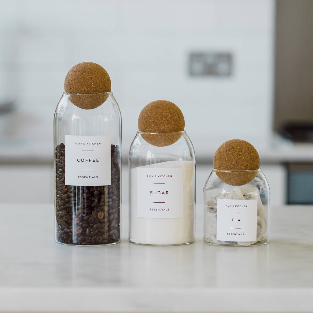 Personalised Storage Jar With Cork Ball Lid By Little Home Designs