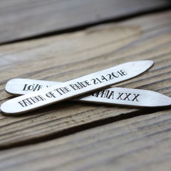 Deep Engraved Personalised Silver Collar Stiffeners, 3 of 6