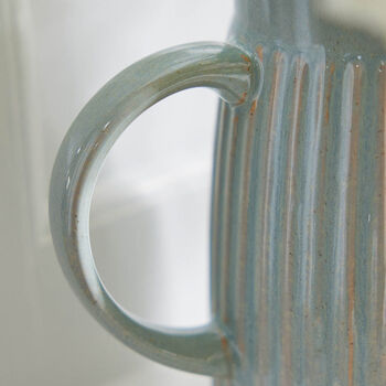 Ribbed Blue Pitcher Jug Vase, 4 of 4