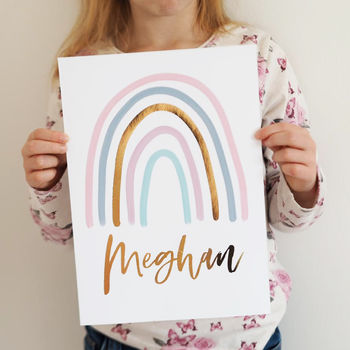 Gold Foil Rainbow Personalised Print, 2 of 4