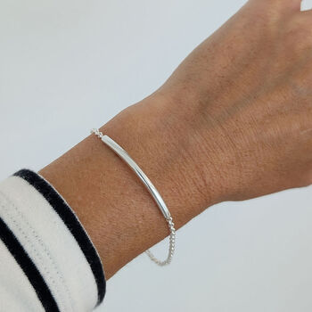 Sterling Silver Curved Bar Bracelet, 6 of 9