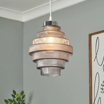 Fluted Ribbed Glass Lampshade, 6 of 6