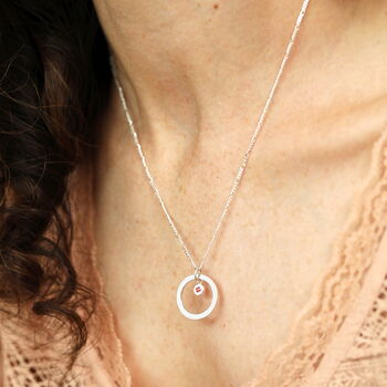 Personalised Sterling Silver Birthstone And Family Ring Charm Necklace, 5 of 7
