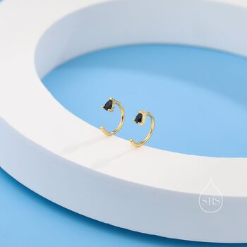 Black Cz Droplet Huggie Hoop Earrings Two, 6 of 11