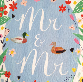 Two Ducks Floral Wedding Card, 12 of 12