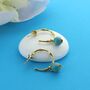 Blue Enamel Flower Bamboo Hoop Earrings, thumbnail 1 of 2