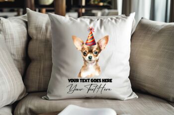 Personalised Chihuahua Birthday Congratulations Party Cushion, 2 of 2