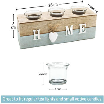 Pack Of Three Candle Holder With White Wooden Heart, 4 of 8