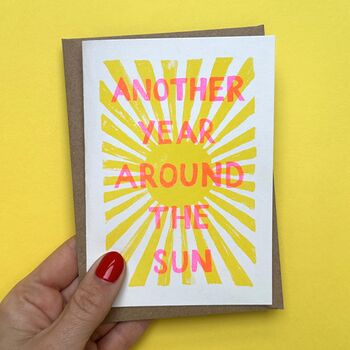 Another Year Around The Sun Risograph Bold Type Card, 3 of 3