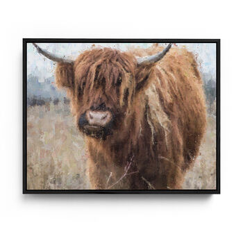 Highland Cow Canvas Art Print Framed, 4 of 4