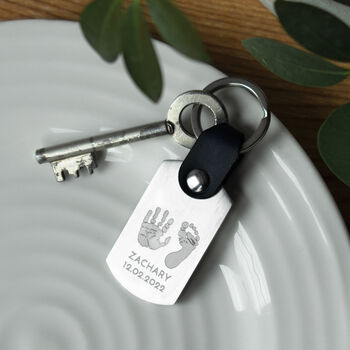 Personalised Handprint Leather Tag Keyring For Her, 2 of 5