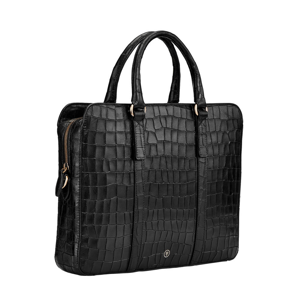 Women's Croc Leather Slim Laptop Bag 'Sorrento Croco' By Maxwell Scott