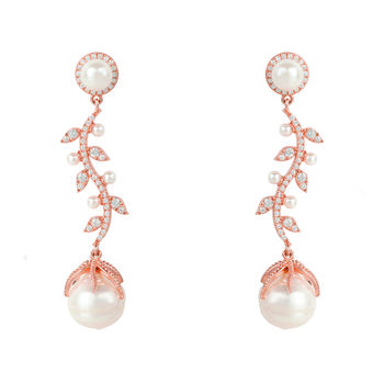 Baroque Pearl Trailing Flowers Plated Silver Earrings, 5 of 7
