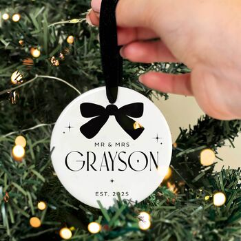 Personalised First Christmas Married Ceramic Bauble, 7 of 10