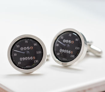 Personalised Date Black Car Speedometer Cufflinks, 5 of 6