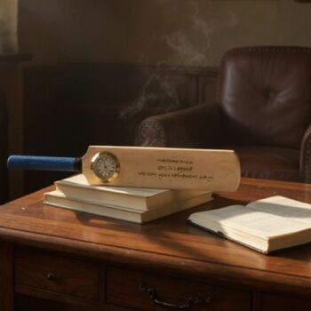 Personalised Mini Cricket Bat With Clock, 5 of 12