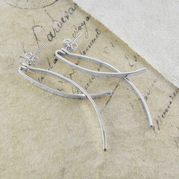 Curved Sterling Silver Two Way Ear Jacket Earrings, 3 of 5