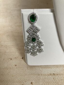 Emerald Green American Diamond Silver Set, 8 of 10